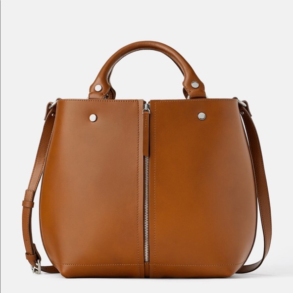 zara leather shopper